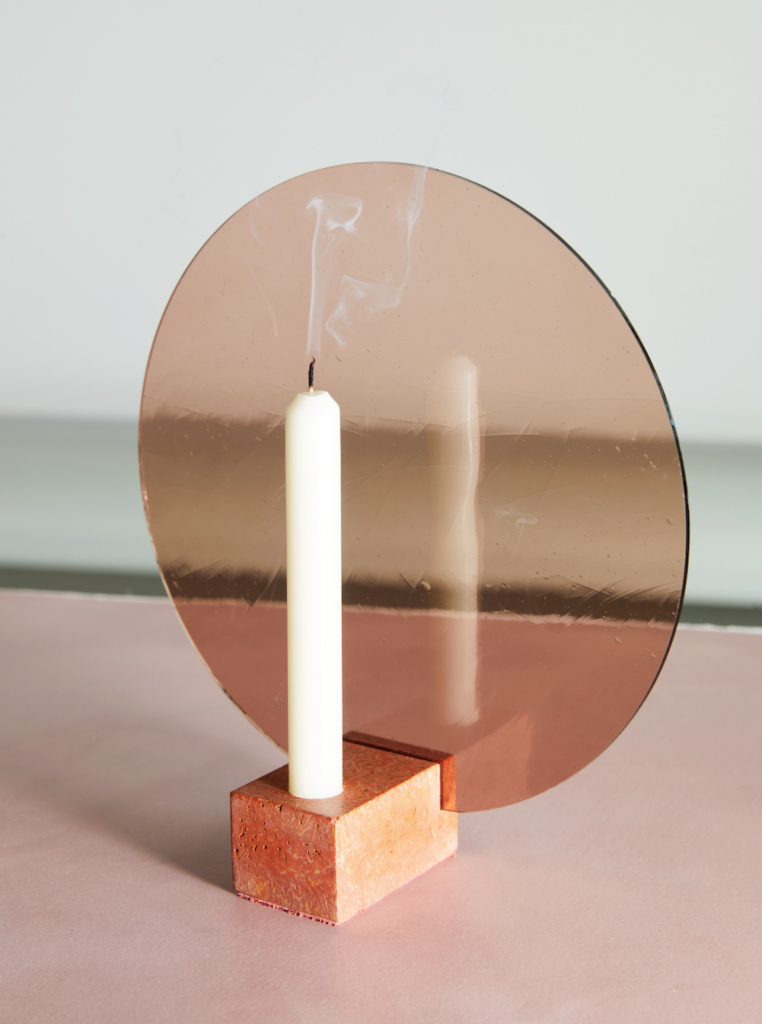 Pink Stone and Glass Candle Holder