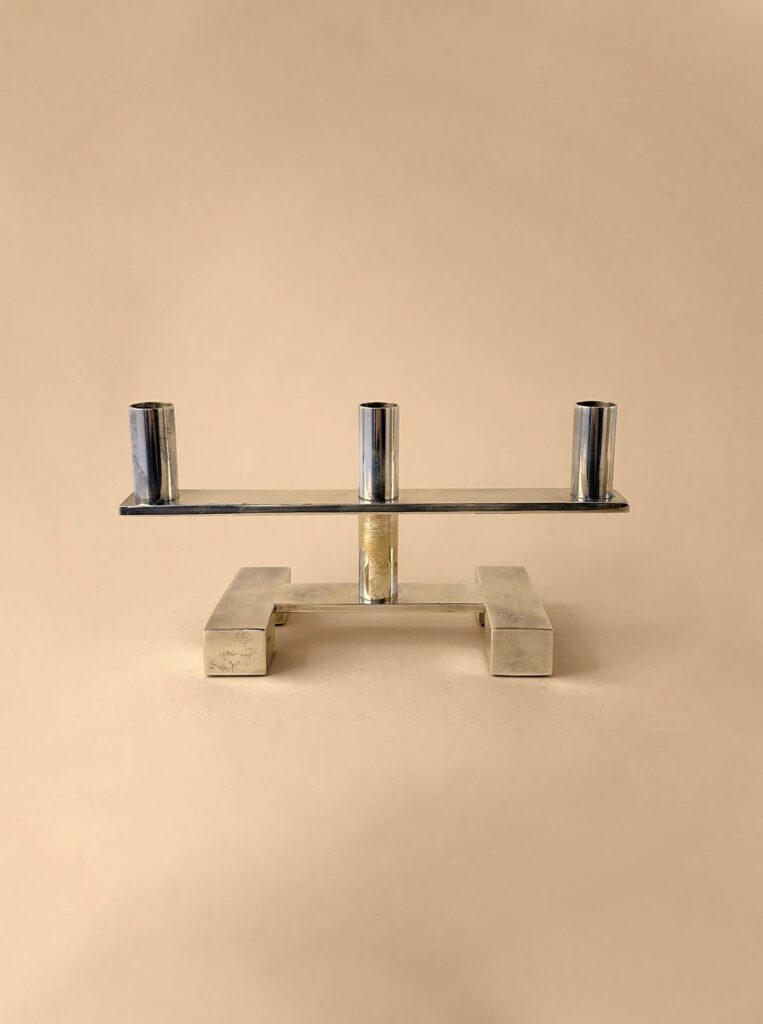 Silver-Plated 3-Arm Candle Holder