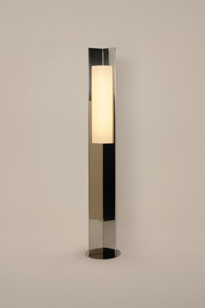 Tall Polished Steel Arrow Floor Lamp