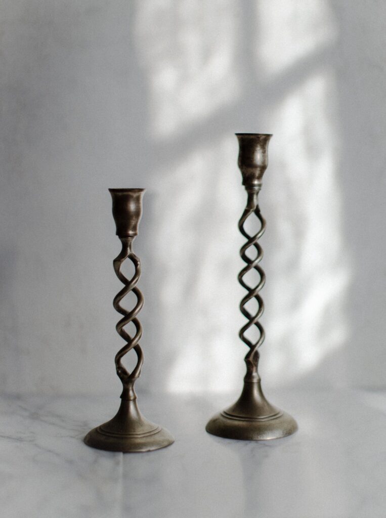Pair of Twisted Brass Candle Holders
