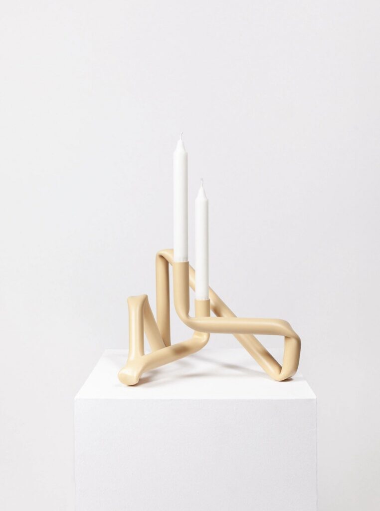 Beige Aluminum Loop Candle Holder